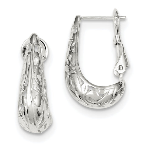 Sterling Silver Filigree J Hoop Earrings QE8369 - shirin-diamonds