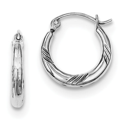 Sterling Silver Rhodium Plated Hoop Earrings QE8383 - shirin-diamonds