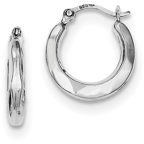 Sterling Silver Rhodium Plated Hollow Hoop Earrings QE8384 - shirin-diamonds