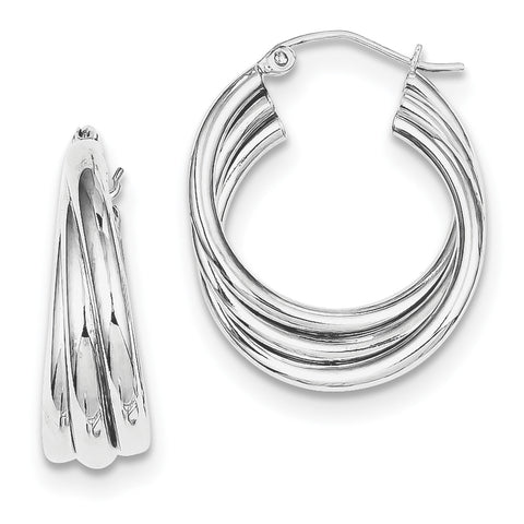 Sterling Silver Rhodium Plated Hoop Earrings QE8401 - shirin-diamonds