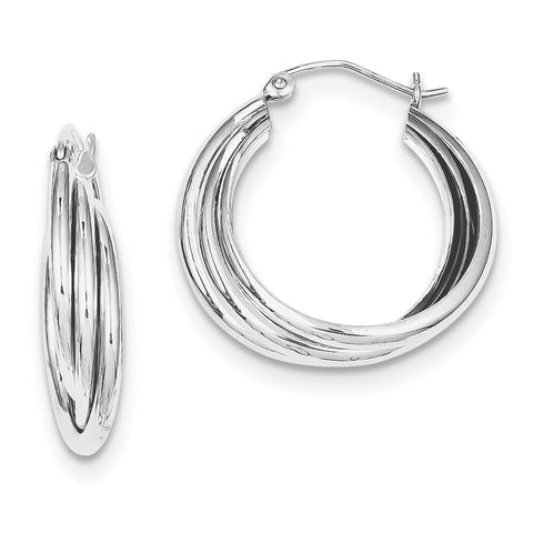 Sterling Silver Rhodium Plated Hoop Earrings QE8403 - shirin-diamonds