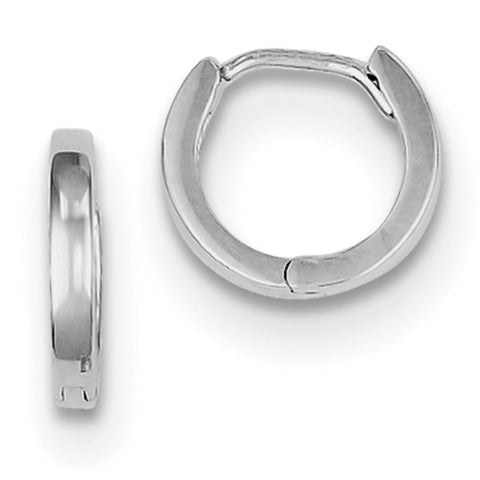 Sterling Silver Rhodium Polished Hinged Hoop Earrings QE8489 - shirin-diamonds