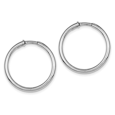 Sterling Silver Rhodium Polished Hoop Earrings QE8558 - shirin-diamonds
