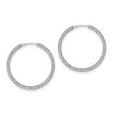 Sterling Silver Rhodium-plated Laser Cut Endless Hoop Earrings QE8565 - shirin-diamonds