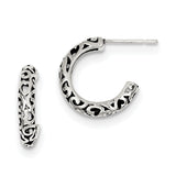 Sterling Silver Antique Post Hoop Earrings QE8597 - shirin-diamonds