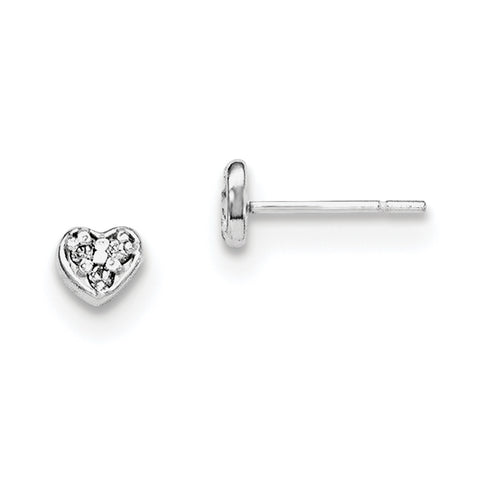Sterling Silver CZ Heart Post Earrings QE8620 - shirin-diamonds
