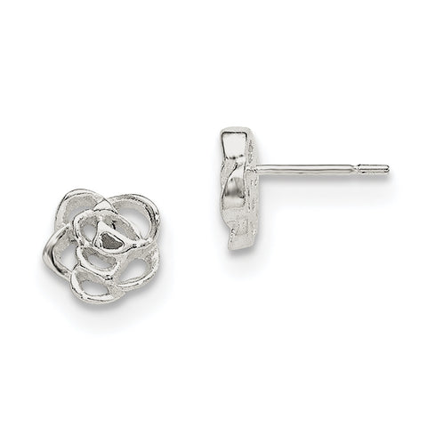 Sterling Silver Flower Post Earrings QE8630 - shirin-diamonds