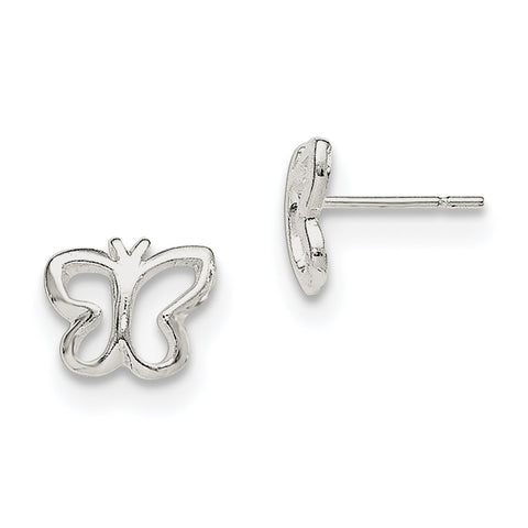 Sterling Silver Butterfly Post Earrings QE8635 - shirin-diamonds