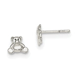 Sterling Silver Teddy Bear Post Earrings QE8676 - shirin-diamonds