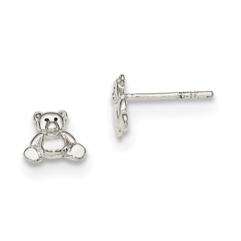 Sterling Silver Teddy Bear Post Earrings QE8676 - shirin-diamonds