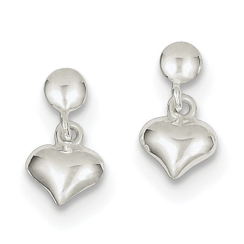 Sterling Silver Dangle Heart Post Earrings QE8728 - shirin-diamonds