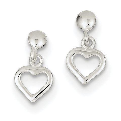 Sterling Silver Dangle Heart Post Earrings QE8730 - shirin-diamonds