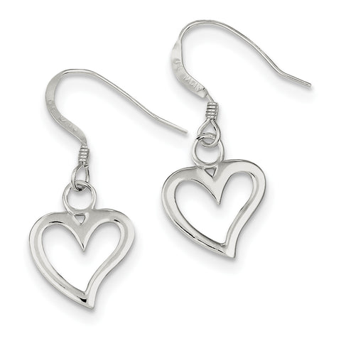 Sterling Silver Polished Heart Dangle Earrings QE8750 - shirin-diamonds