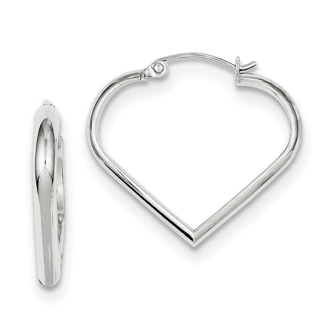 Sterling Silver Rhodium Plated Heart Hoop Earrings QE8762 - shirin-diamonds