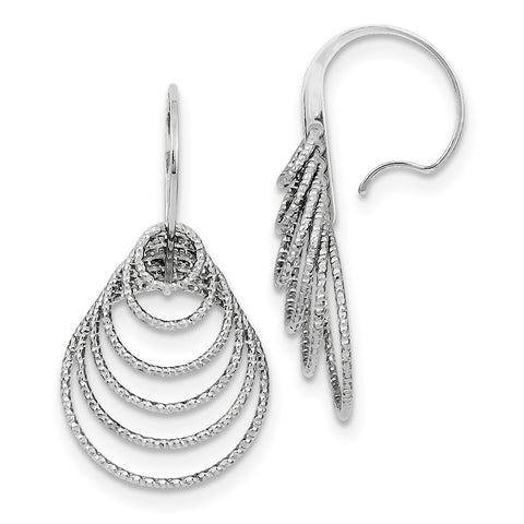 Sterling Silver Rhodium Plated D/C Circles Dangle Earrings QE8901 - shirin-diamonds