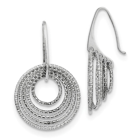 Sterling Silver Rhodium Plated D/C Circles Dangle Earrings QE8902 - shirin-diamonds