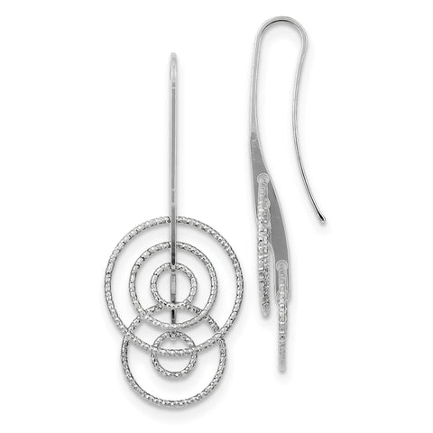 Sterling Silver Rhodium Plated D/C Circles Dangle Earrings QE8904 - shirin-diamonds