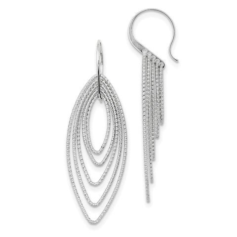 Sterling Silver Rhodium Plated D/C Oblong Dangle Earrings QE8909 - shirin-diamonds