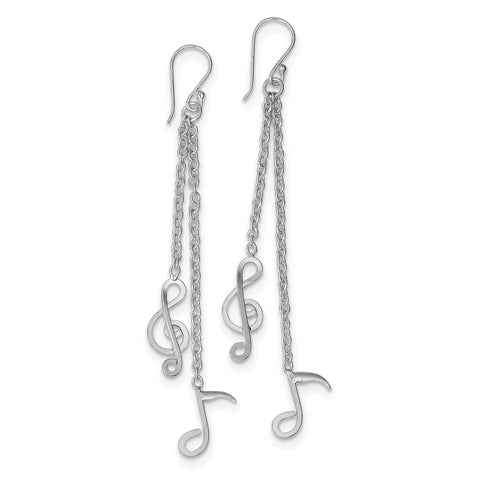 Sterling Silver Musical Notes Dangle Earrings QE8920 - shirin-diamonds