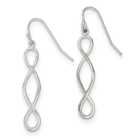 Sterling Silver Polished Twist Dangle Earrings QE9032 - shirin-diamonds