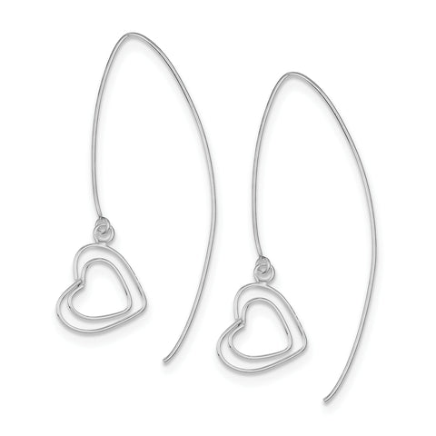 Sterling Silver Heart Threader Earrings QE9075 - shirin-diamonds