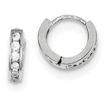 Sterling Silver Rhodium-plated CZ Hinged Hoop Earrings QE9251 - shirin-diamonds