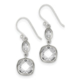 Sterling Silver CZ Square Dangle Earrings QE9309 - shirin-diamonds