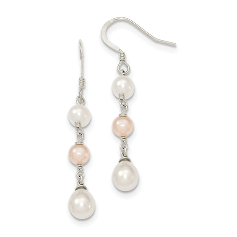 Sterling Silver FW Cultured Pearl Dangle Earrings QE9368 - shirin-diamonds