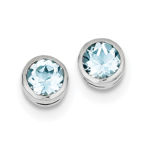 Sterling Silver Rhodium-plated Blue Topaz Circle Stud Earrings QE9411BT - shirin-diamonds
