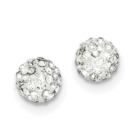 Sterling Silver 8mm White Czech Crystal Post Earrings QE9538 - shirin-diamonds