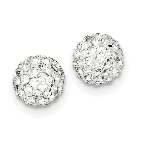 Sterling Silver 10mm White Czech Crystal Post Earrings QE9539 - shirin-diamonds