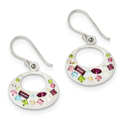 Sterling Silver Multi-Color Stellux Crystal/White Earrings QE9667 - shirin-diamonds