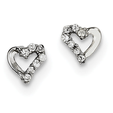 Sterling Silver CZ Heart Post Earrings QE9774 - shirin-diamonds