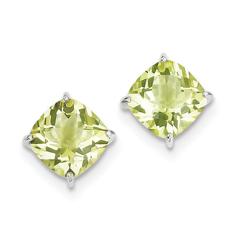 Sterling Silver Rhodium-plated Lemon Quartz Earrings QE9808LQ - shirin-diamonds