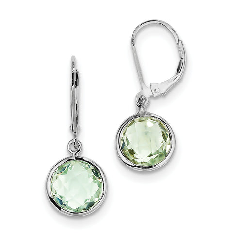 Sterling Silver Rhodium-plated Green Quartz Earrings QE9818AG - shirin-diamonds