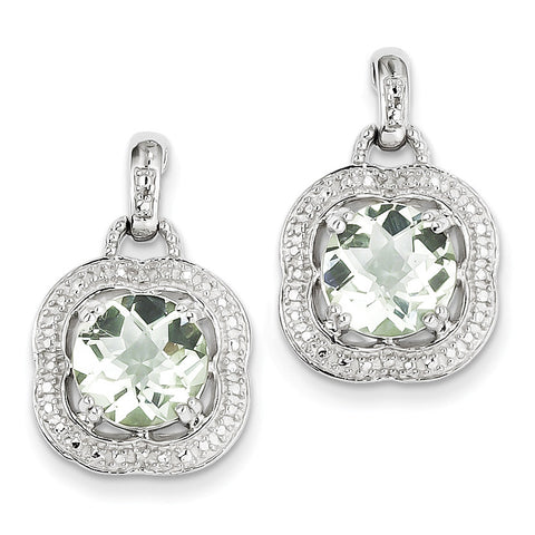 Sterling Silver Green Quartz Earrings QE9868AG - shirin-diamonds