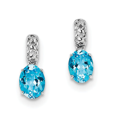 Sterling Silver Rhodium-plated Blue Topaz Earrings QE9878BT - shirin-diamonds