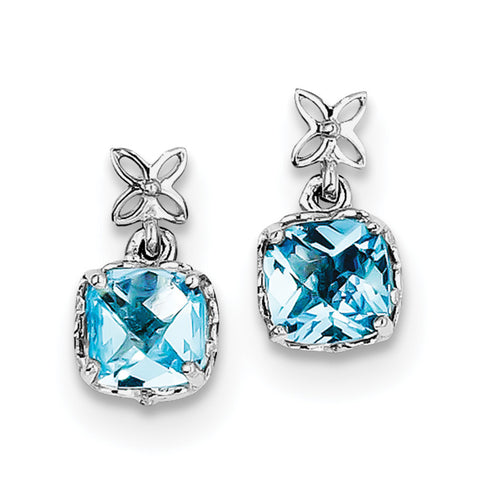 Sterling Silver Rhodium-plated Blue Topaz Earrings QE9894BT - shirin-diamonds