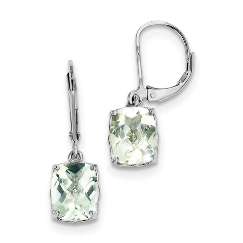 Sterling Silver Rhodium-plated Green Quartz Earrings QE9902AG - shirin-diamonds