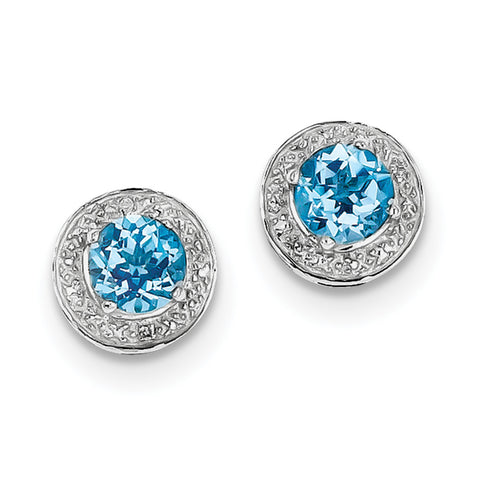 Sterling Silver Rhodium Plated Diamond & Light Swiss BT Post Earrings QE9927BT - shirin-diamonds