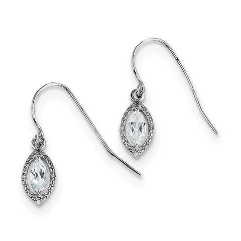 Sterling Silver Rhodium-plated Diamond and Aquamarine Earrings QE9951AQ - shirin-diamonds