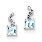 Sterling Silver Rhodium Plated Diamond & Sky Blue Topaz Square Post Earring QE9976BT - shirin-diamonds