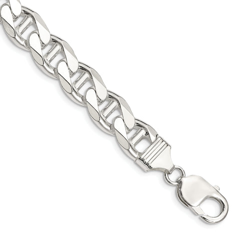 Sterling Silver 10.5mm Flat Anchor Chain (Weight: 38.78 Grams, Length: 8 Inches)