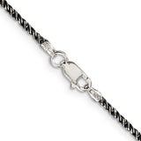 Sterling Silver Ruthenium-plated 1.7mm Twisted Tight Wheat Chain (Weight: 7.52 Grams, Length: 24 Inches)