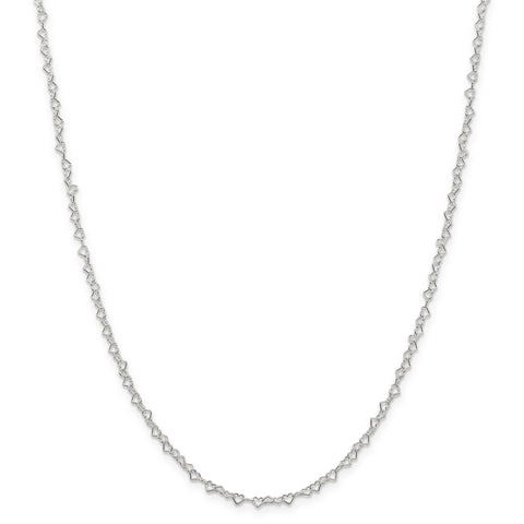 Sterling Silver 3.5mm Fancy Heart Link Necklace QFC81 - shirin-diamonds