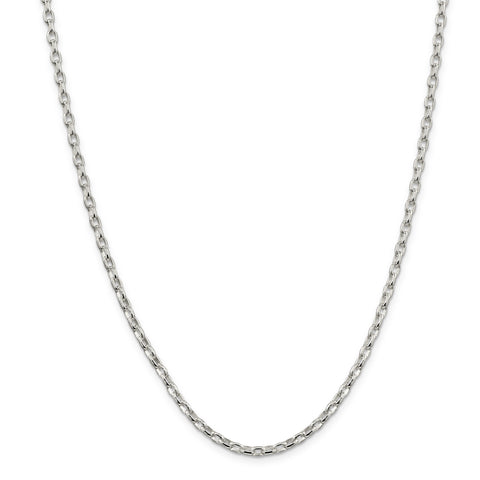 Sterling Silver 3.2mm Oval Rolo Necklace QFC86 - shirin-diamonds
