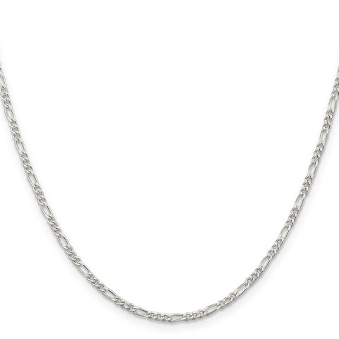 Sterling Silver 2.25mm Figaro Chain (Weight: 5.39 Grams, Length: 22 Inches)