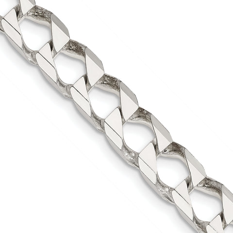 Sterling Silver 6.75mm Polished Open Curb Chain (Weight: 60.63 Grams, Length: 26 Inches)