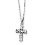 Sterling Silver Rhodium-plated CZ Cross on 16 Box Chain Necklace QG1037 - shirin-diamonds
