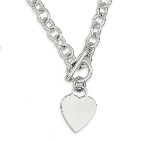 Sterling Silver Heart Fancy Link Toggle Necklace QG1151 - shirin-diamonds